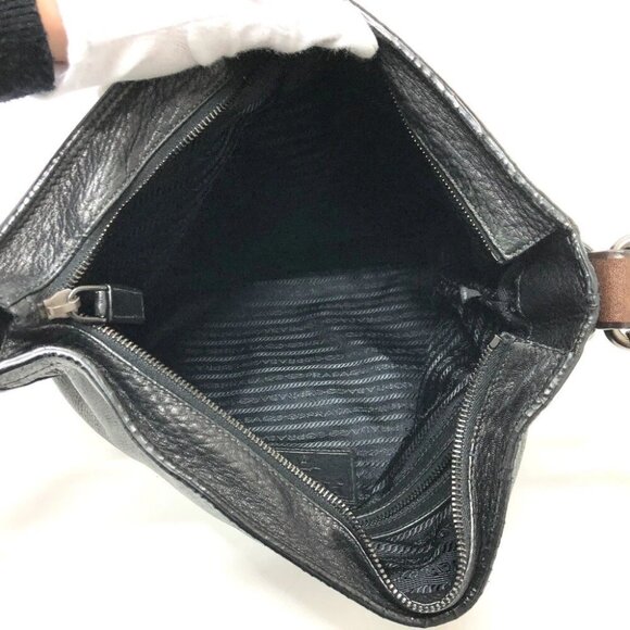 PRADA VA0802 Front pocket Bag Shoulder Bag Leather Black - Picture 7 of 16